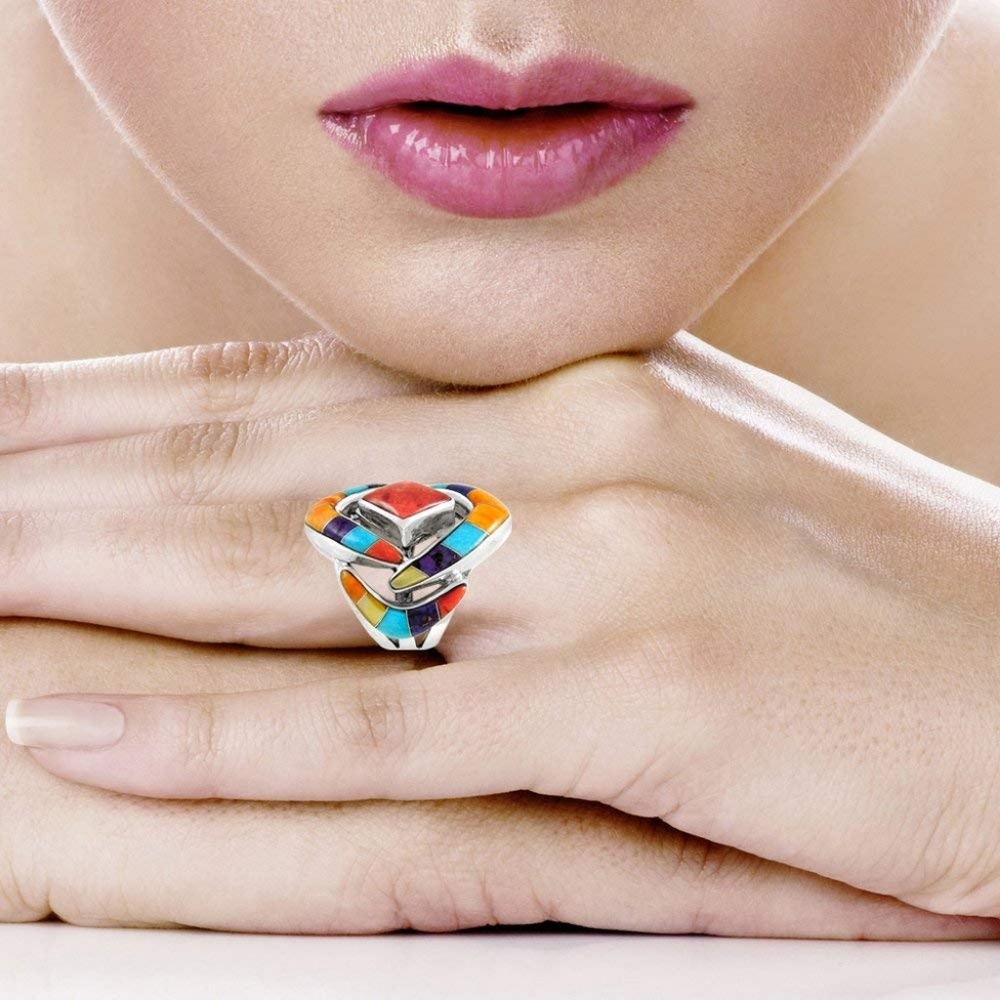 Gemstone Statement Ring in Sterling Silver